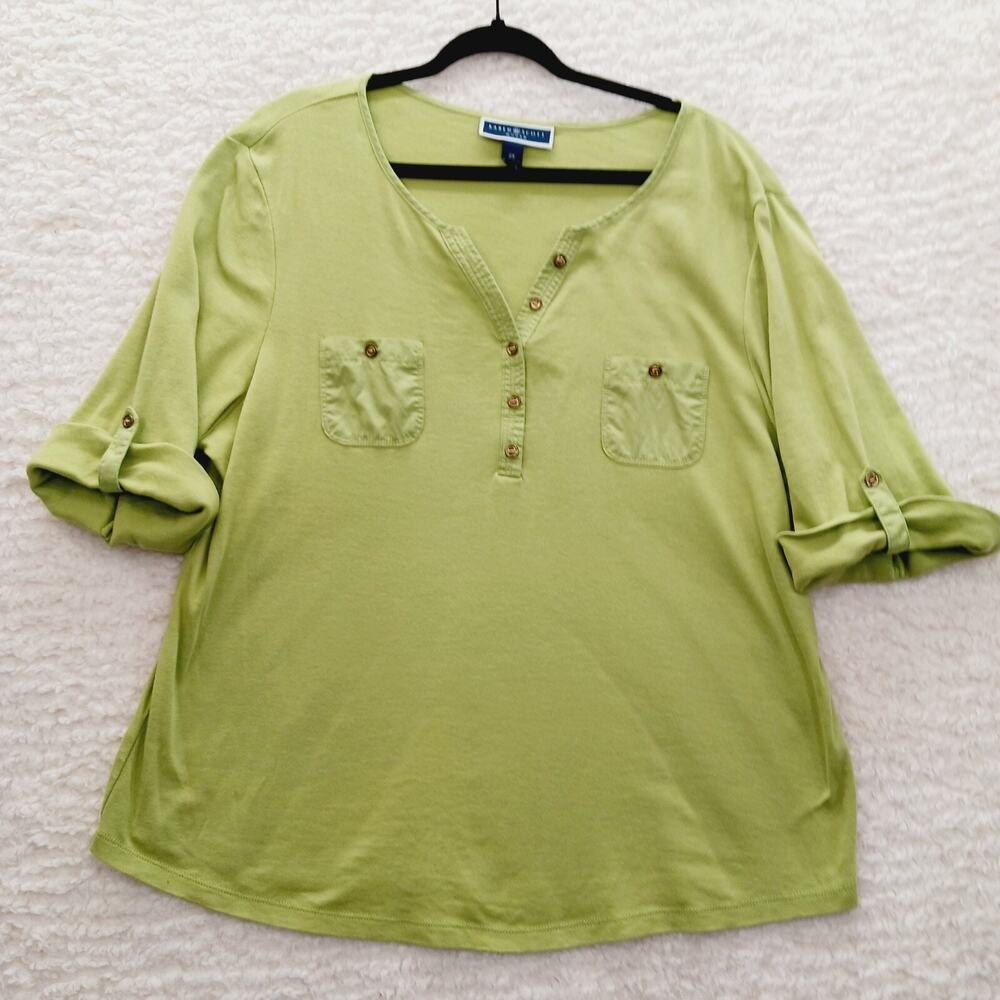 T-Shirt Chartreuse Minimalist Boho Casual Leisure Vacation Resort Cruise Size 2X